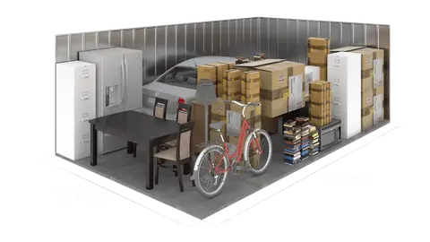 12x18 storage unit (216 sq ft) interior view